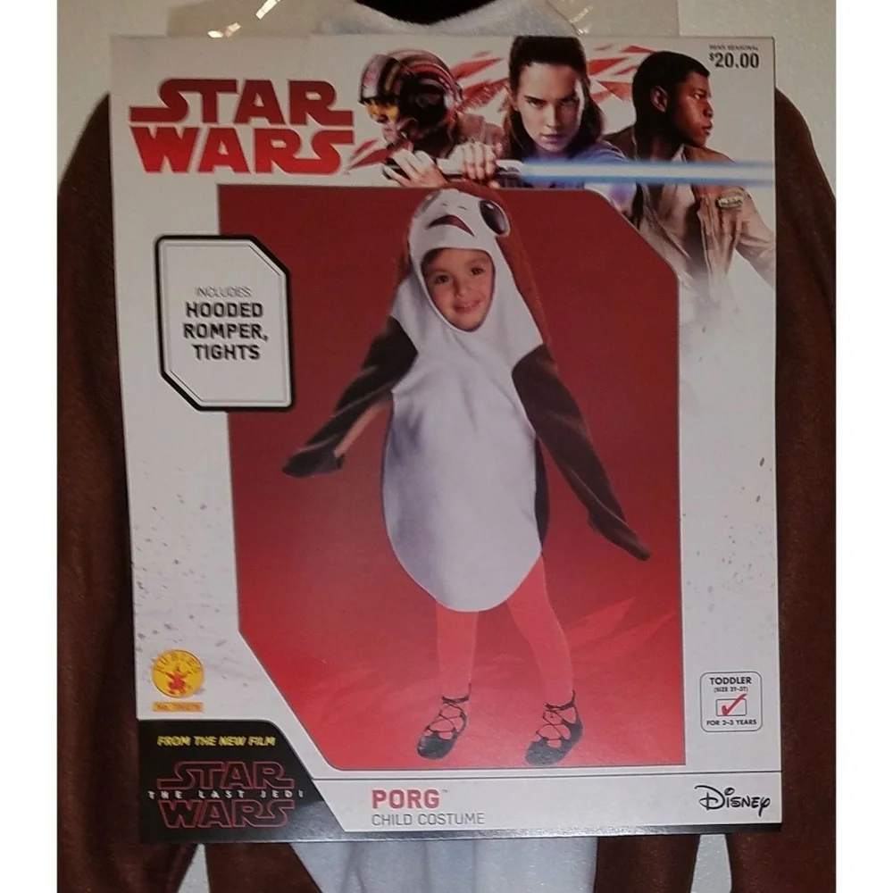 NEW Porg Star Wars Last Jedi Costume Toddler Sizes 2T-3T Hooded Romper - Picture 3 of 6